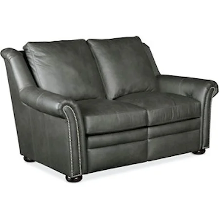 Transitional Power Reclining Loveseat with Nailheads